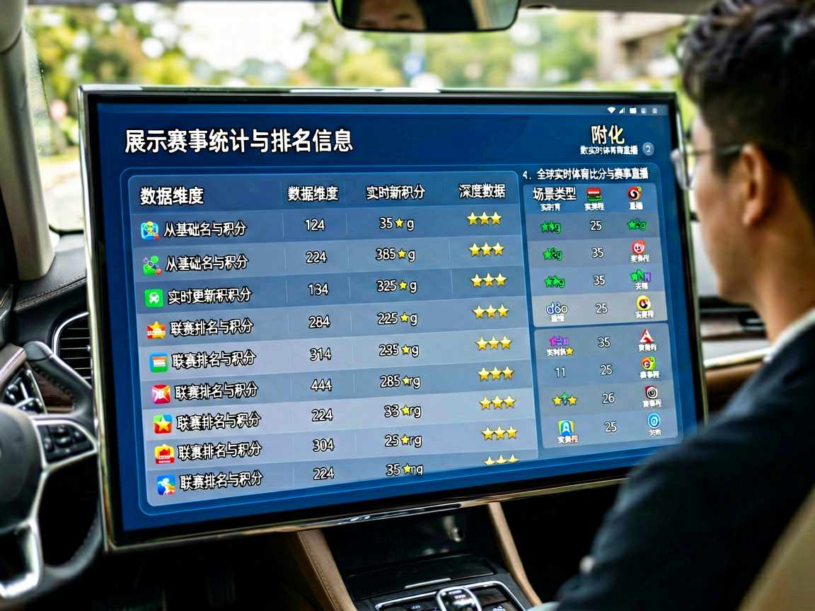 数据仪表盘界面，展示赛事统计与排名信息