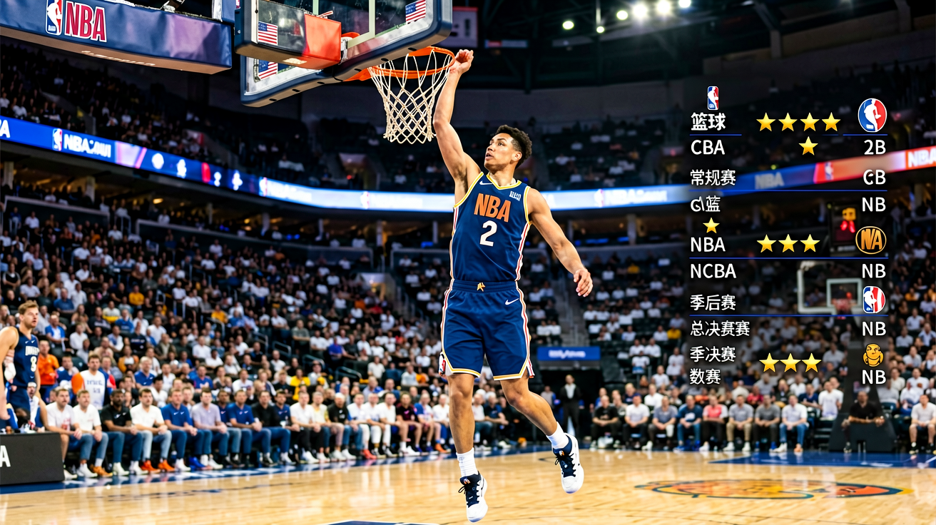 NBA比赛精彩瞬间，球员扣篮场景